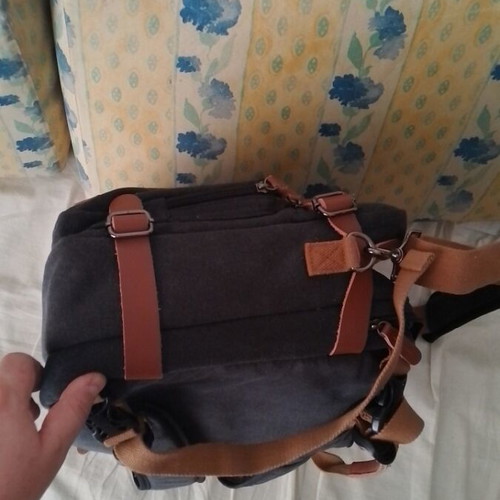 Laptop bag backpack 17.3" like new, durable canvas, anthracite