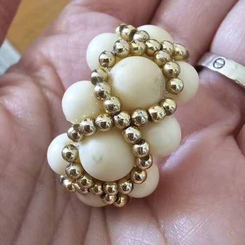 Vintage jewelry set used, ivory color