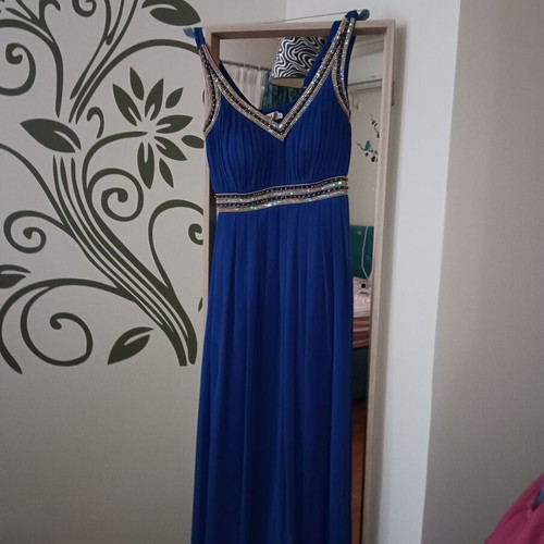 Official evening dress blue electric like new, size XL with matching shawl