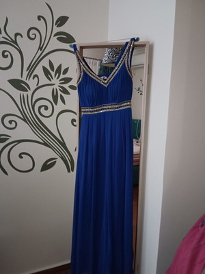 Official evening dress blue electric like new, size XL with matching shawl