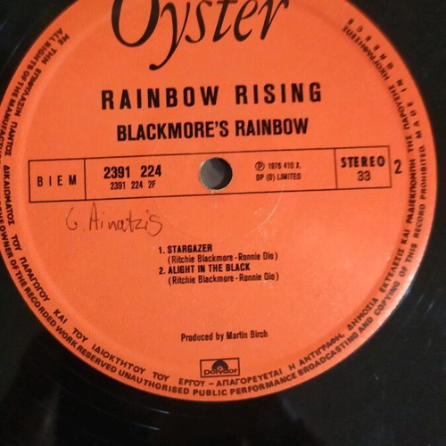Rainbow Rising vinyl used, rock