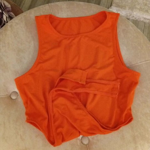 Karavan set with skirt and plain bodysuit, colorful orange