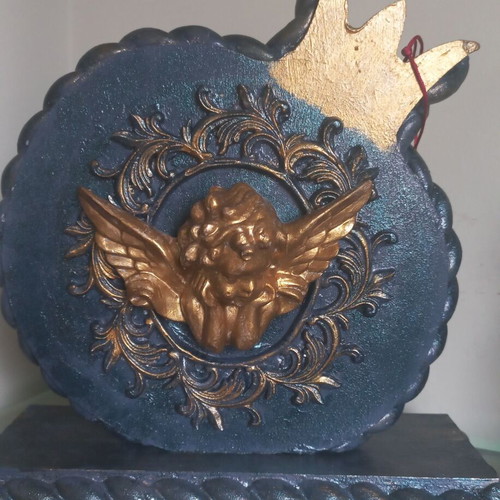 Wooden decorative pomegranates with decoupage technique, large 17 cm and small 12 cm