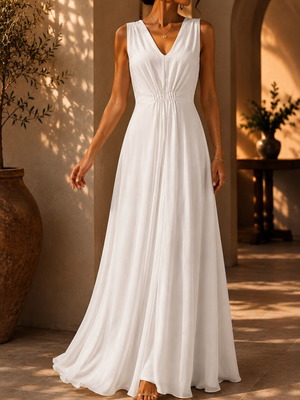 Mi-Ro white maxi evening dress