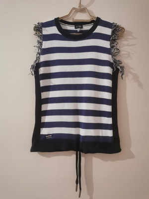 Armani Jeans blouse Large, white and blue, cotton
