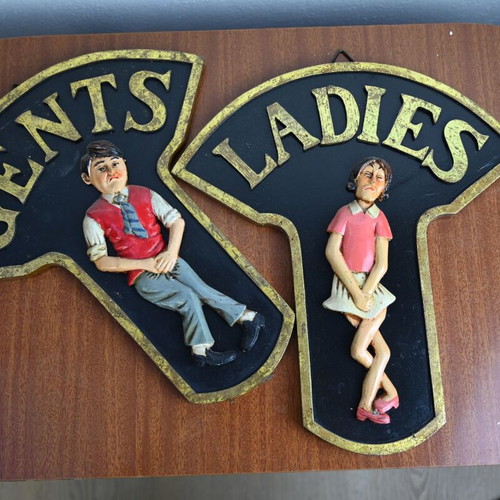 Rare WC Sign Set used, ideal for catering