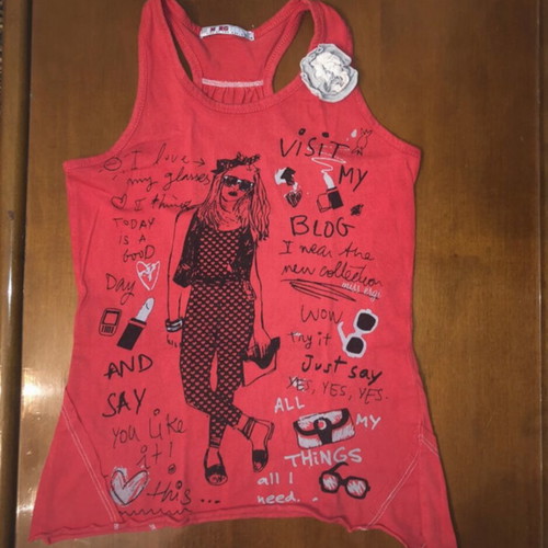 Energiers asymmetrical red girls' tank top, size 128 cm, age 8