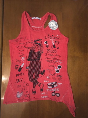 Energiers asymmetrical red girls' tank top, size 128 cm, age 8