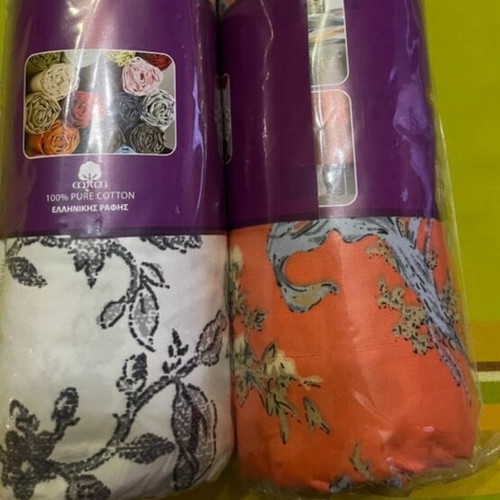 Two sets of king-size fitted sheets cotton satin 95% with pillowcases