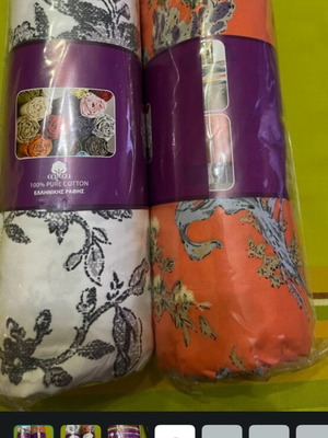 Two sets of king-size fitted sheets cotton satin 95% with pillowcases