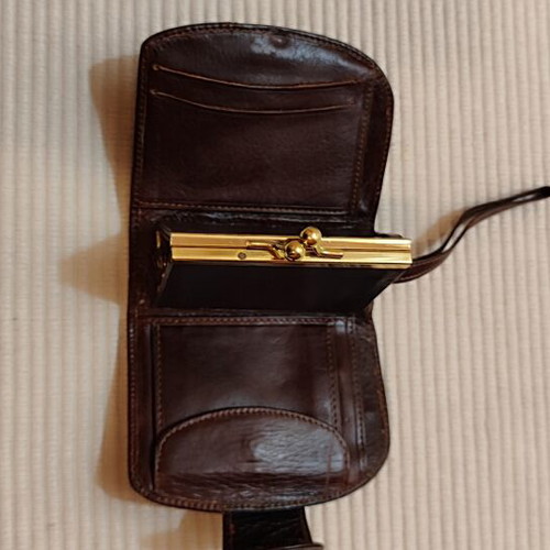 Vintage leather wallet bag GFF Gianfranco Ferre new, brown
