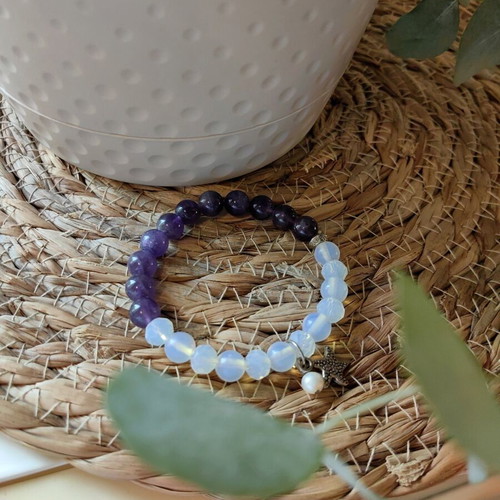 Moonstone bracelet, Pisces zodiac sign, natural stone