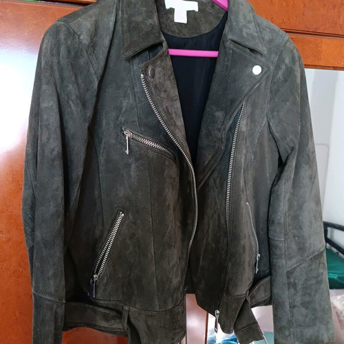 Green Cypress Suede Women's Jacket Large H&M New