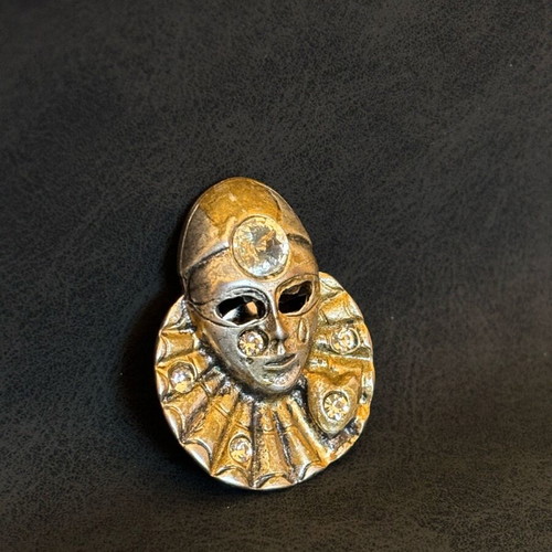 Pierrot pin vintage used, gold and silver colors