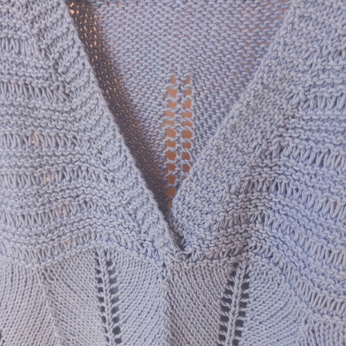Handmade knitted women's blouse size M blue cotton yarn