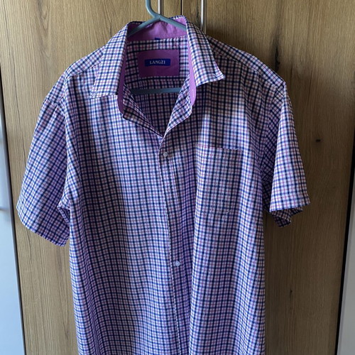 Langzi Men’s Check Short Sleeve Shirt 3XL like new