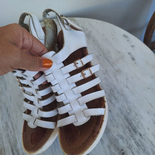 Platform sandals Fashion Icon used, white straps, cork sole, size 41