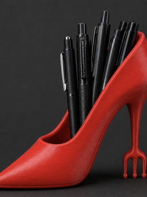 Pen holder new in red high heel shoe shape 3D printed