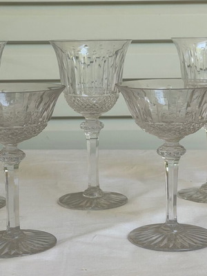 Saint Louis crystal glass set of 9 used, antique Art Deco 1928