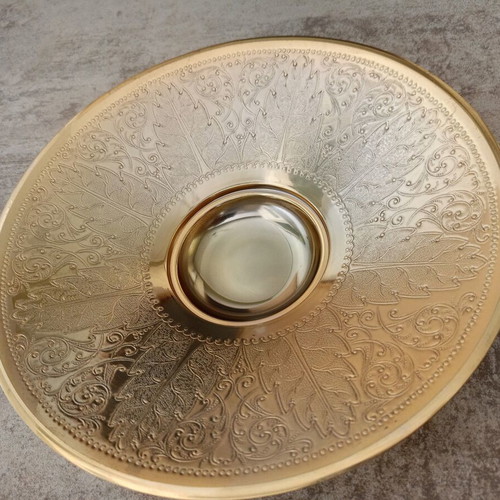 Decorative Metal Fruit Bowl 25cm used with embossed leaf design