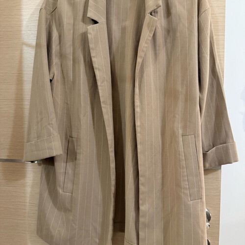 Stradivarius Co ord oversized suit used, beige with white stripe