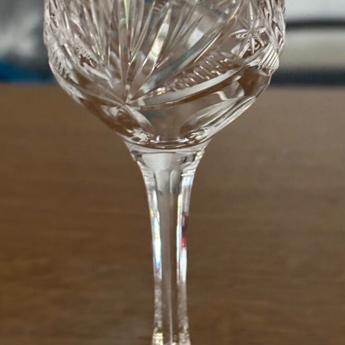 Zulovits Crystal Glasses vintage with carved design, new