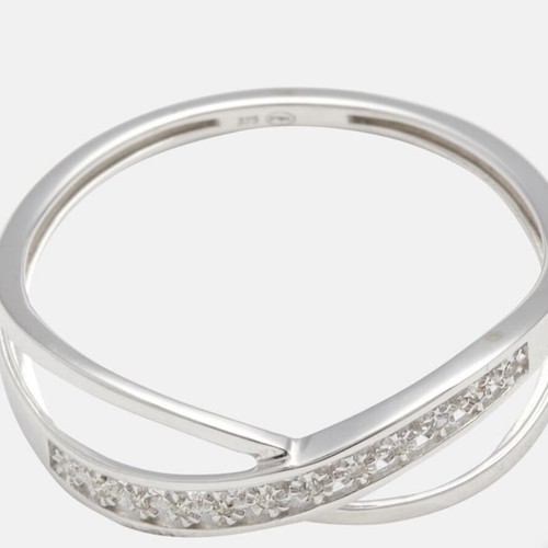 Diamond ring 375 white gold No52 with diamonds