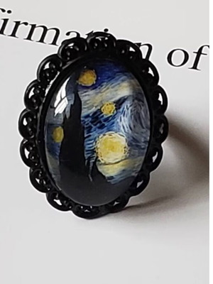 Vincent Van Gogh Starry Night Handmade Adjustable Statement Ring