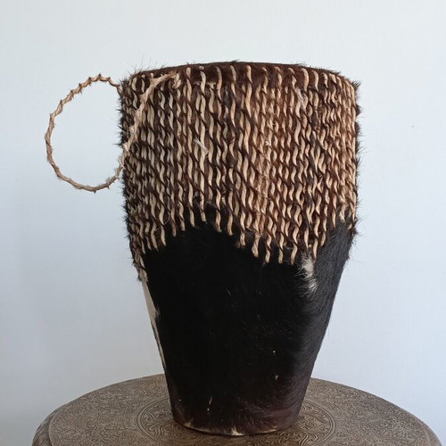 Tarambuka new African drum with natural animal skin and wooden body