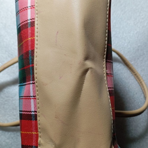 Vintage Handbag used with Tartan Pattern and Leather Details