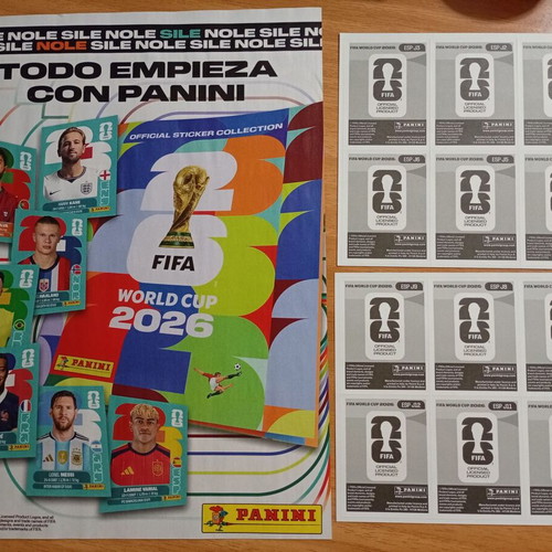 Panini World Cup 2026 Spain 12 update stickers with placement sheet
