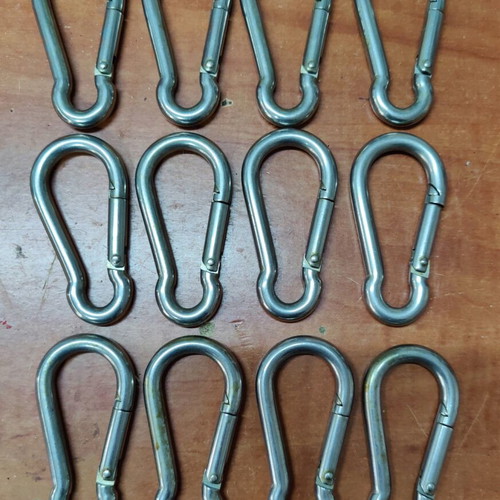 Stainless Steel Safety Carabiners 80mm set of 12, like new