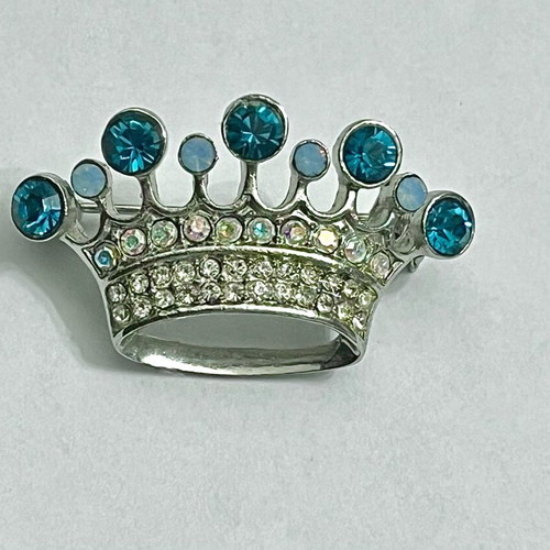 Καρφίτσα Swarovski νέα, κομψή κορώνα με μπλε κρύσταλλα