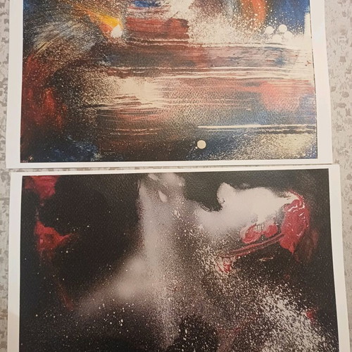 Abstract art paintings new, set of two prints with vivid colors