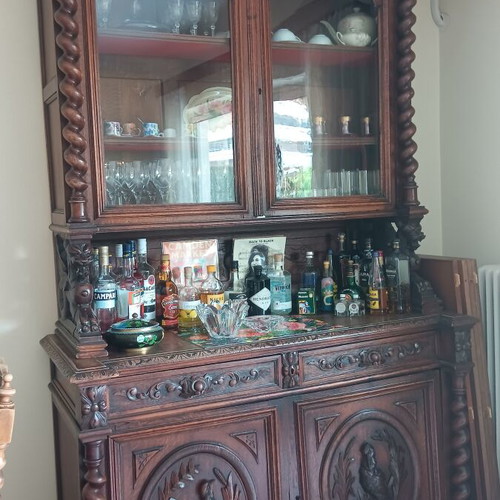 Hand-carved wooden buffet cabinet, classic style