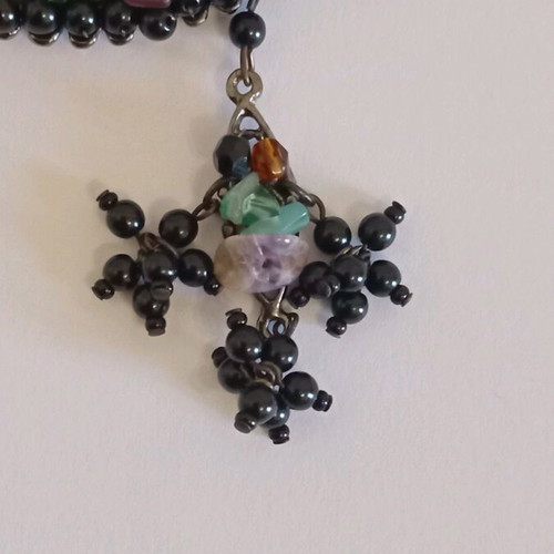 Vintage Emporio Armani energy necklace with precious and semi-precious stones and beads