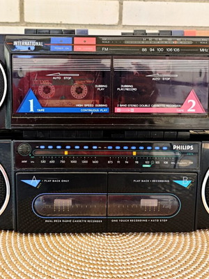 International AK-21 and Philips vintage radio cassette players used