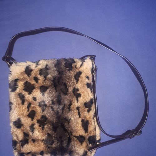 Valentino crossbody bag fur print animal like new, beige brown