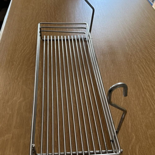 Metal Hanging Storage Basket like new, multipurpose chrome