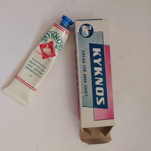 Kyknos vintage boot polish cream, blue, collectible