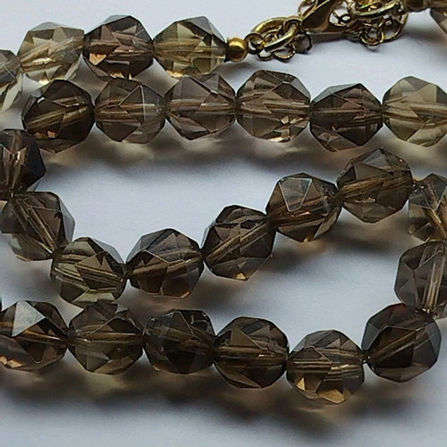 Handmade necklace from smoky quartz, new, length 42 cm + 6 cm chain