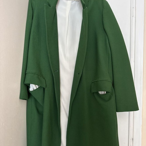 Zara women's green cypress coat with loose fit and large pockets