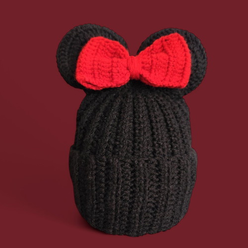 Minnie Mouse hat and scarf new set, 50% wool and 50% acrylic