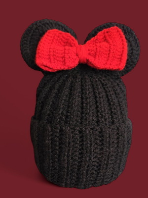 Minnie Mouse hat and scarf new set, 50% wool and 50% acrylic