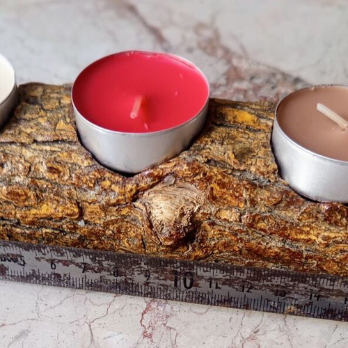 Traditional Handmade Wooden Candle Holder for 3 Tealights from Makrinitsa Pelion