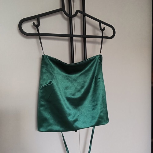 Bershka Satin Corset Top emerald green like new