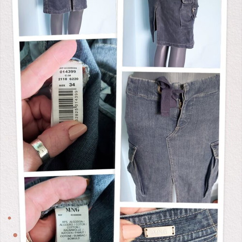 Φούστα denim Mango XS/S σαν καινούργια, ασύμμετρο σχέδιο με τσέπες
