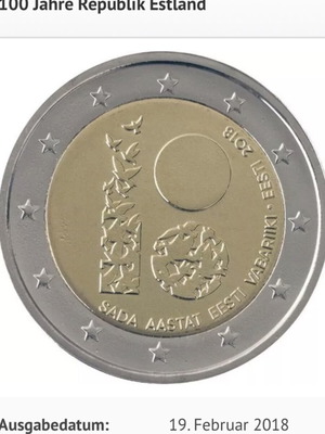 2 ευρώ Εσθονία 2018 νόμισμα καινούργιο από μασούρι