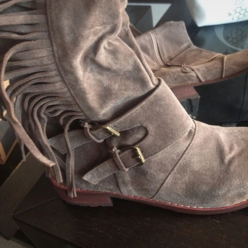 Suede leather boots new with fringes cowboy style