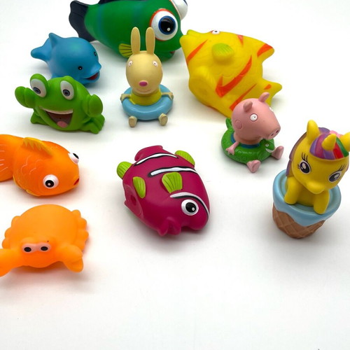 Small floating animals used, set of 10, soft plastic